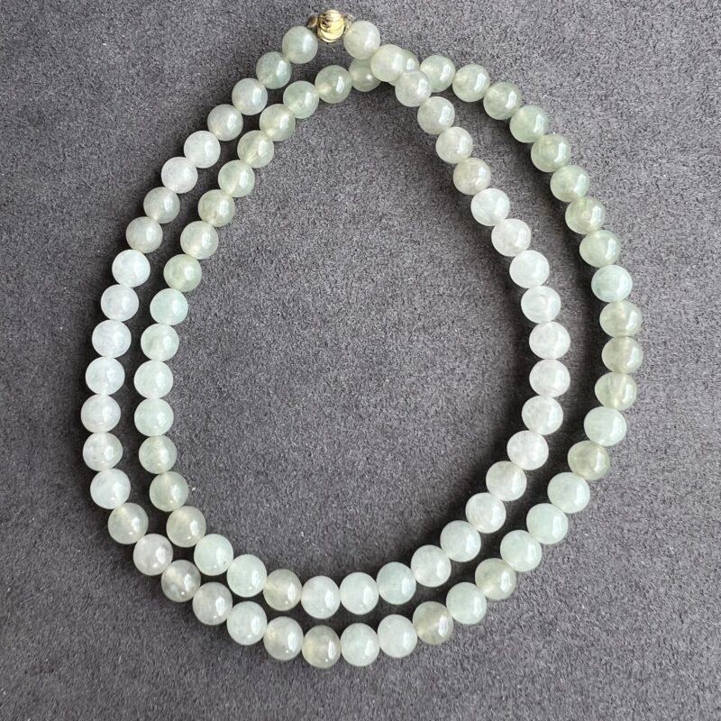 [7mm] Icy Icy White Jade Necklace Beads, NBI-7570 | Certified Grade A Jade