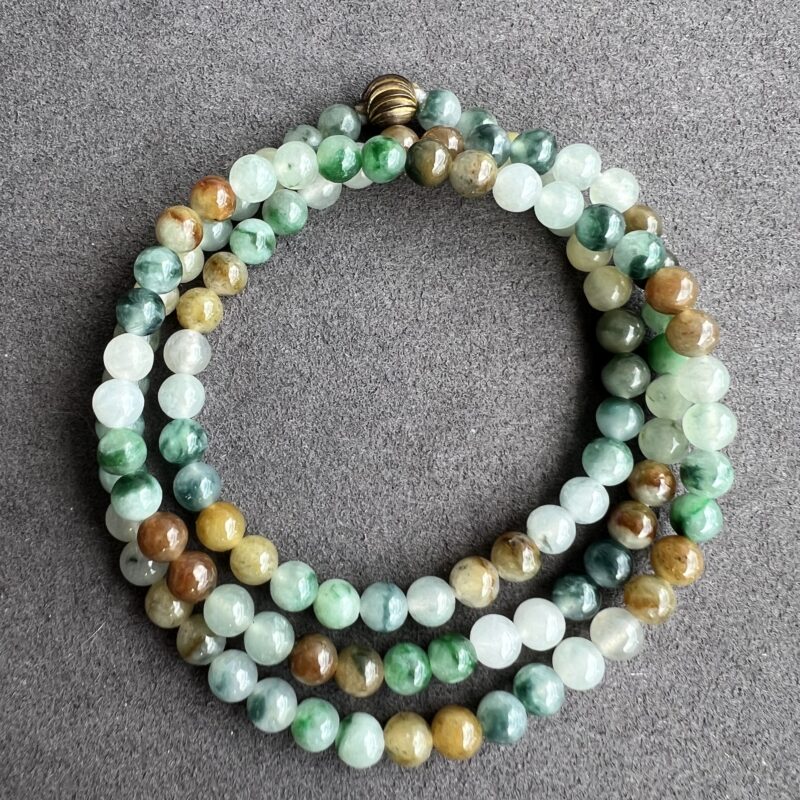 [6mm] Icy Multi-color Jade Necklace Beads, NBM-7573 | Certified Grade A Jade