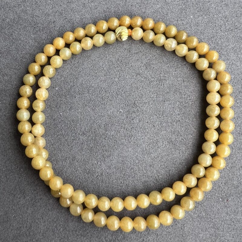 [6mm] Icy Yellow Jade Necklace Beads, NBY-7578 | Certified Grade A Jade