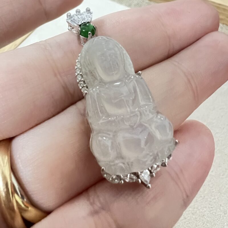 Icy Icy White Jade Pendant Guan Yin, PGI-8296 | Certified Grade A Jade