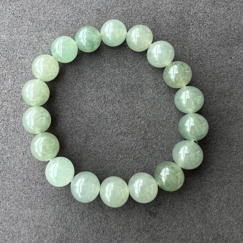 [11mm] Icy Green Jade Bracelet Beads, BBG-8235 | Certified Grade A Jade