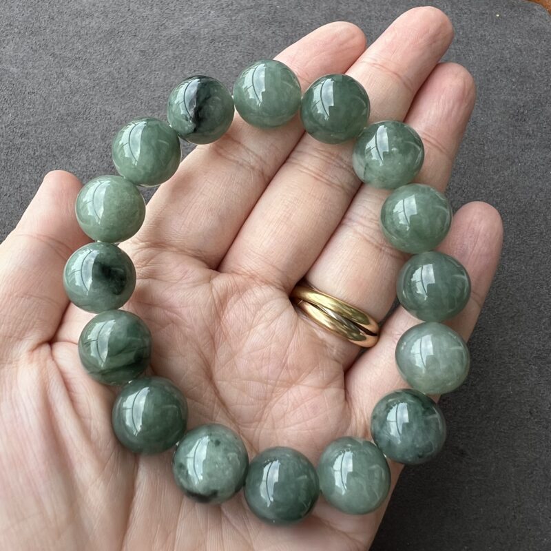 [13mm] Icy Blue Jade Bracelet Beads, BBB-8247 | Certified Grade A Jade