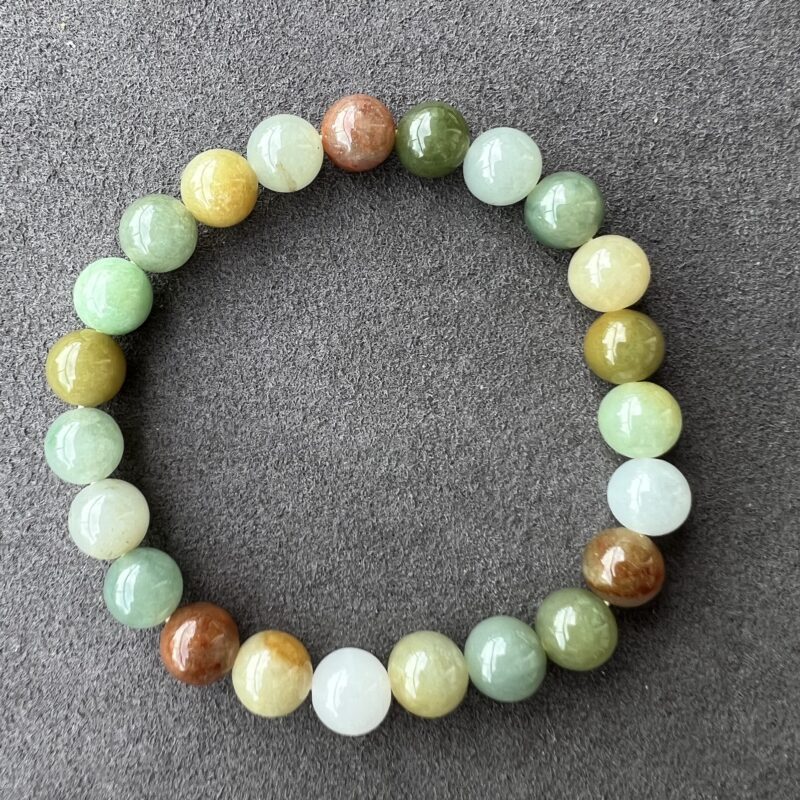 [8mm] Icy Multi-color Jade Bracelet Beads, BBM-8249 | Certified Grade A Jade