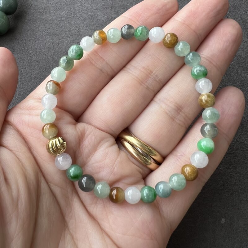 [5mm] Icy Multi-color Jade Bracelet Beads, BBM-8250 | Certified Grade A Jade