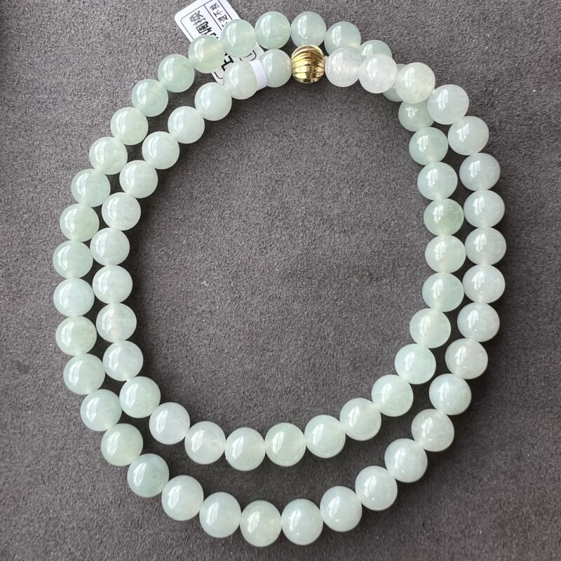 [7mm] Icy Blue Jade Necklace Beads, NBB-8253 | Certified Grade A Jade