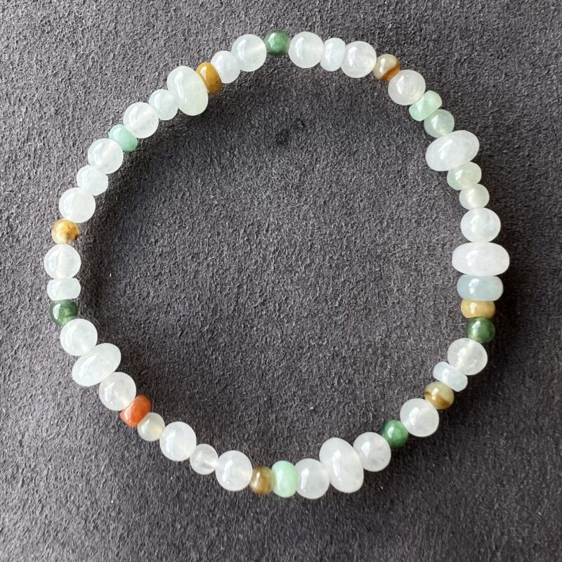 [5mm] Icy Multi-color Jade Bracelet Beads, BBM-8367 | Certified Grade A Jade
