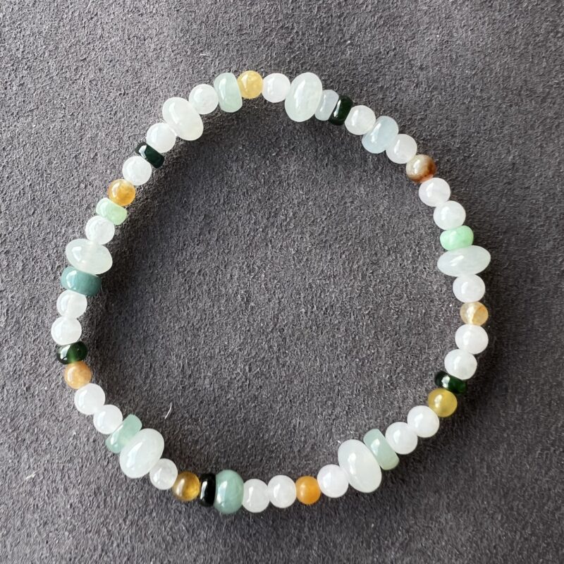 [5mm] Icy Multi-color Jade Bracelet Beads, BBM-8369 | Certified Grade A Jade
