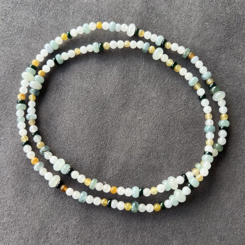 [5mm] Icy Multi-color Jade Necklace Beads, NBM-8370 | Certified Grade A Jade