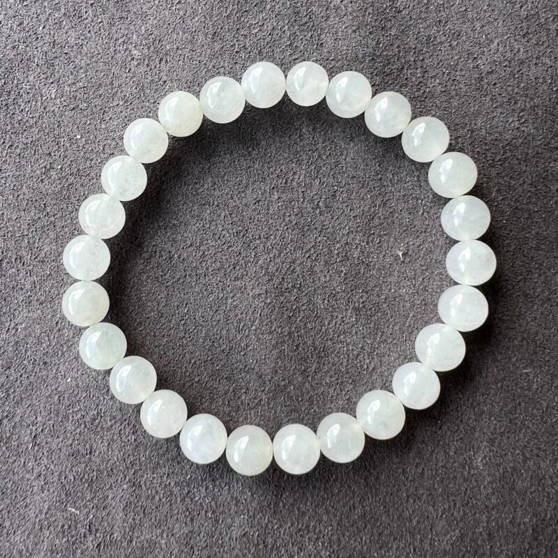 [7mm] Glutinous Icy Icy White Jade Bracelet Beads, BBI-8371 | Certified Grade A Jade