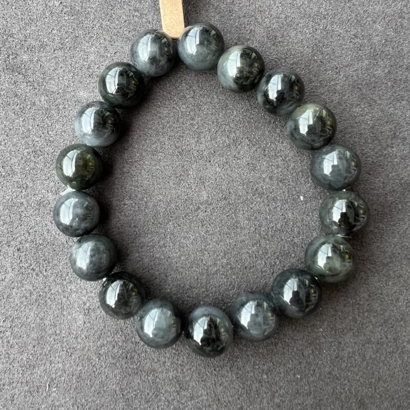 [11mm] Icy Wu Ji / Black Jade Bracelet Beads, Wu Ji, BBW-8664 | Certified Grade A Jade