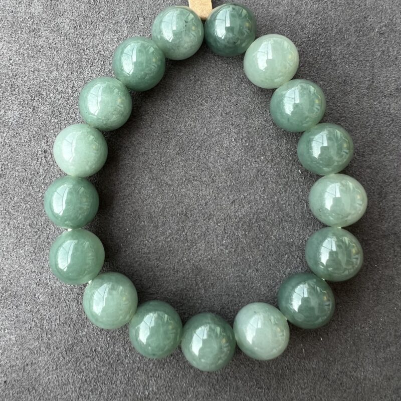 [13mm] Icy Blue Jade Bracelet Beads, BBB-8668 | Certified Grade A Jade