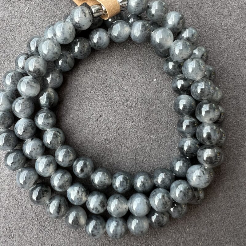 [8mm] Icy Wu Ji / Black Jade Necklace Beads, Wu Ji, NBW-8672 | Certified Grade A Jade