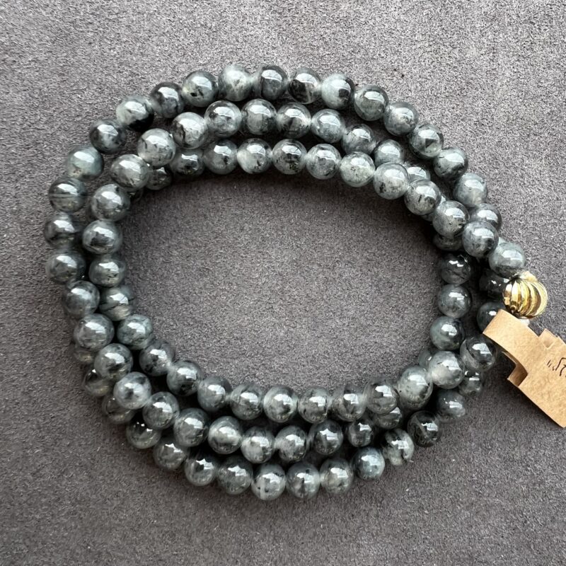 [6mm] Icy Wu Ji / Black Jade Necklace Beads, Wu Ji, NBW-8673 | Certified Grade A Jade
