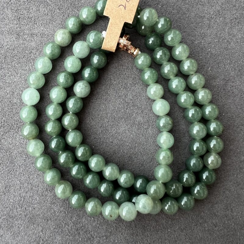 [7mm] Icy Blue Jade Necklace Beads, NBB-8675 | Certified Grade A Jade