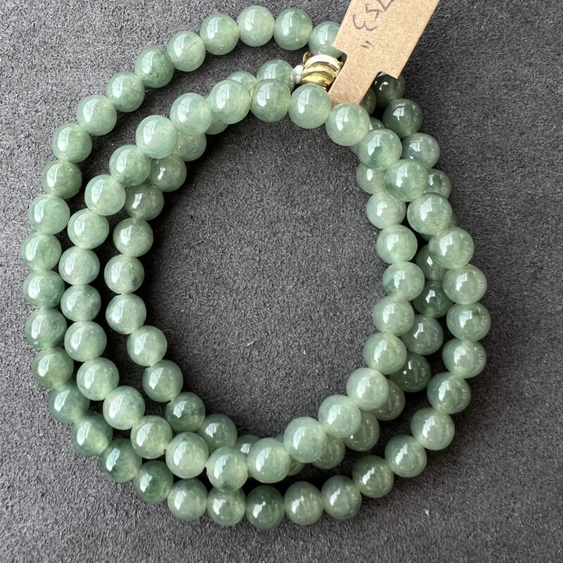 [7mm] Icy Blue Jade Necklace Beads, NBB-8676 | Certified Grade A Jade