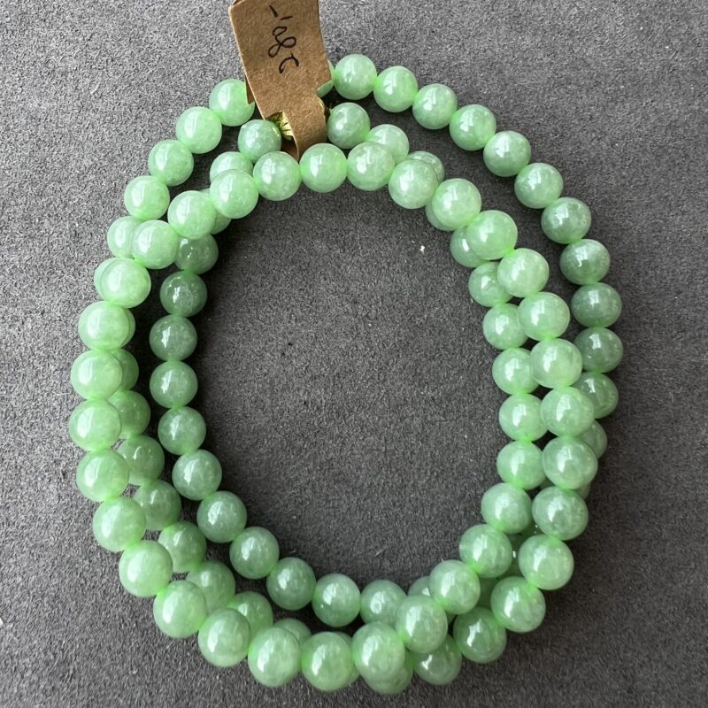 [6mm] Icy Green Jade Necklace Beads, NBG-8678 | Certified Grade A Jade