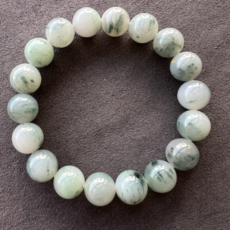 [11mm] Icy Green Jade Bracelet Beads, BBG-8781 | Certified Grade A Jade