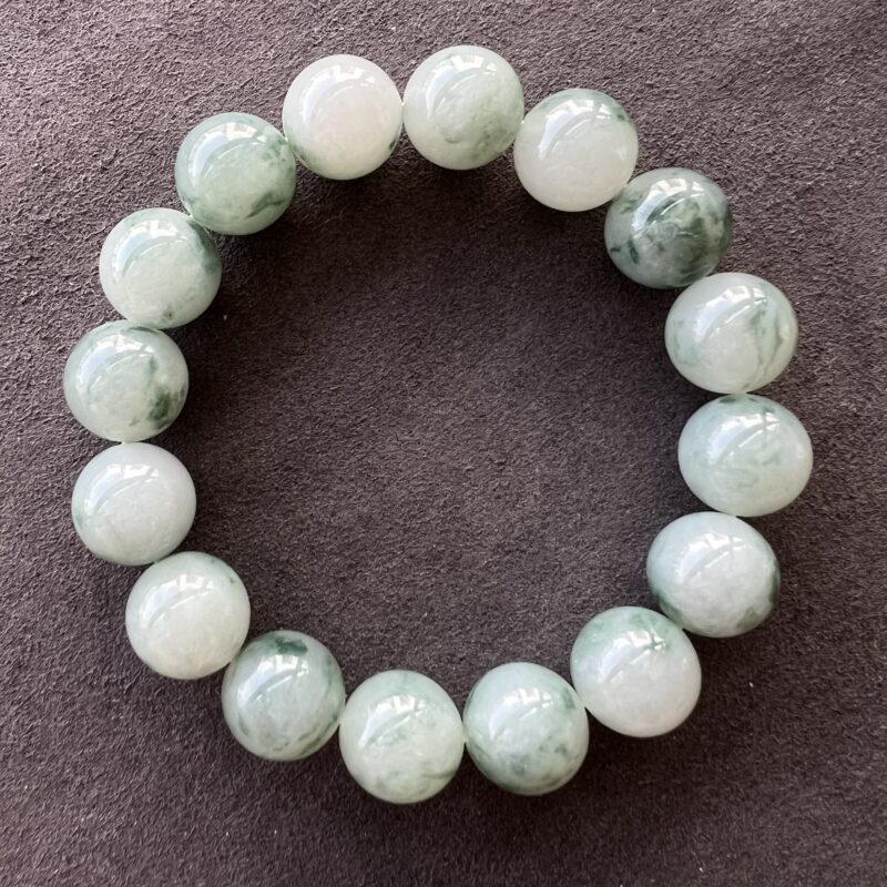 [13mm] Icy Green Jade Bracelet Beads, BBG-9247 | Certified Grade A Jade