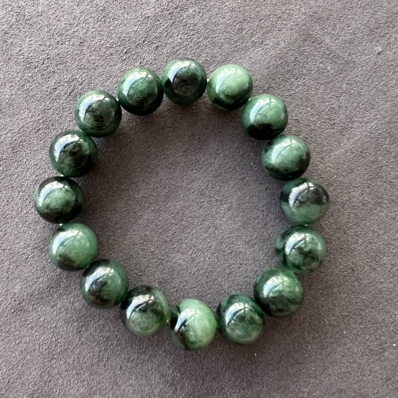 [13mm] Icy Green Jade Bracelet Beads, BBG-9248 | Certified Grade A Jade