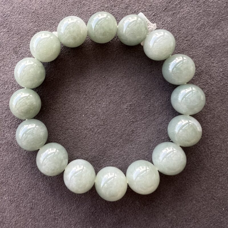 [13mm] Icy Blue Jade Bracelet Beads, BBB-9252 | Certified Grade A Jade