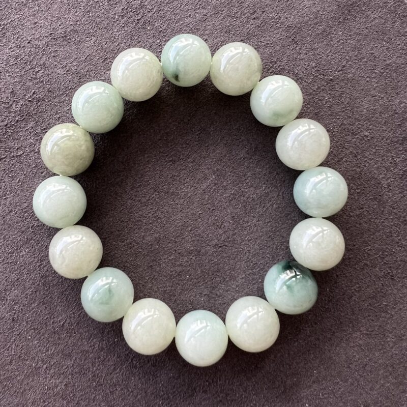 [13mm] Icy Blue Jade Bracelet Beads, BBB-9265 | Certified Grade A Jade