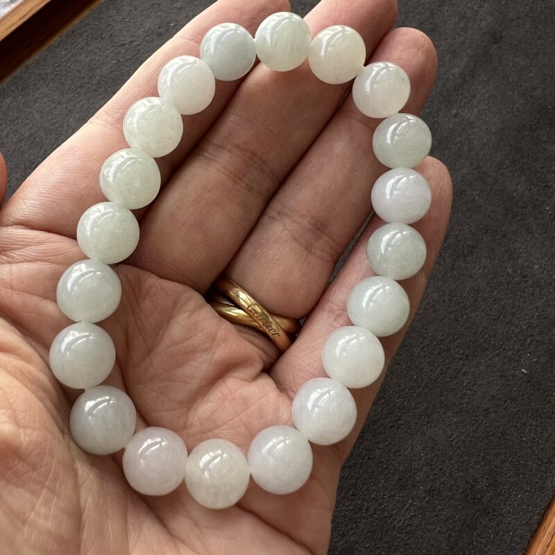 [10mm] Icy Icy White Jade Bracelet Beads, BBI-9266 | Certified Grade A Jade