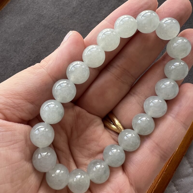 [10mm] Icy Icy White Jade Bracelet Beads, BBI-9269 | Certified Grade A Jade
