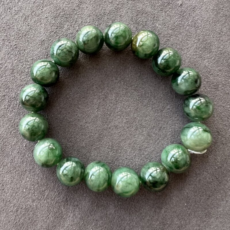 [13mm] Icy Green Jade Bracelet Beads, BBG-9270 | Certified Grade A Jade