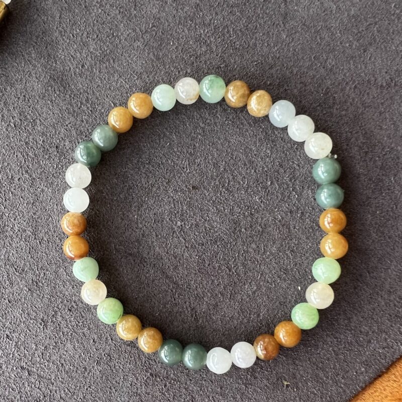 [5mm] Icy Multi-color Jade Bracelet Beads, BBM-9273 | Certified Grade A Jade