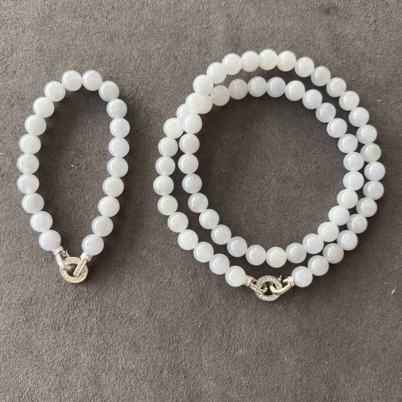 [8mm] Icy Lavender Jade Set Beads, SBL-9286 | Certified Grade A Jade