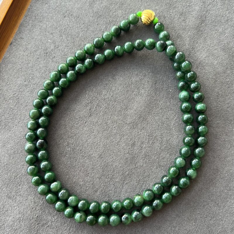 [7mm] Icy Green Jade Necklace Beads, NBG-9287 | Certified Grade A Jade