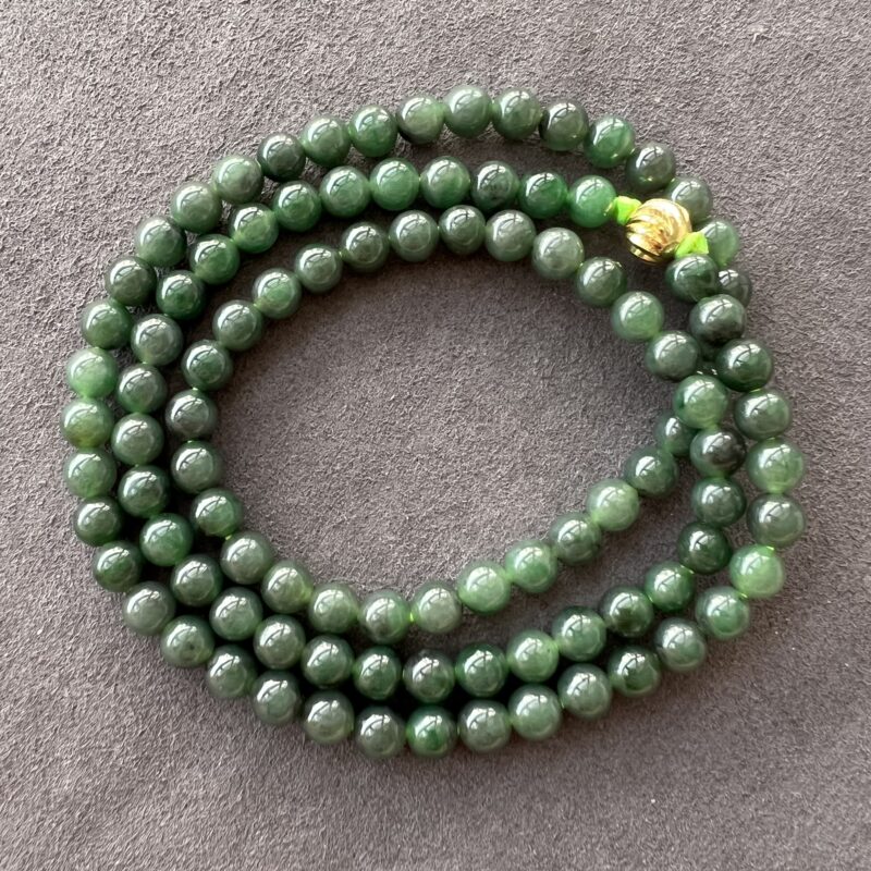 [6mm] Icy Green Jade Necklace Beads, NBG-9293 | Certified Grade A Jade