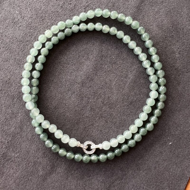 [6mm] Icy Blue Jade Necklace Beads, NBB-9294 | Certified Grade A Jade