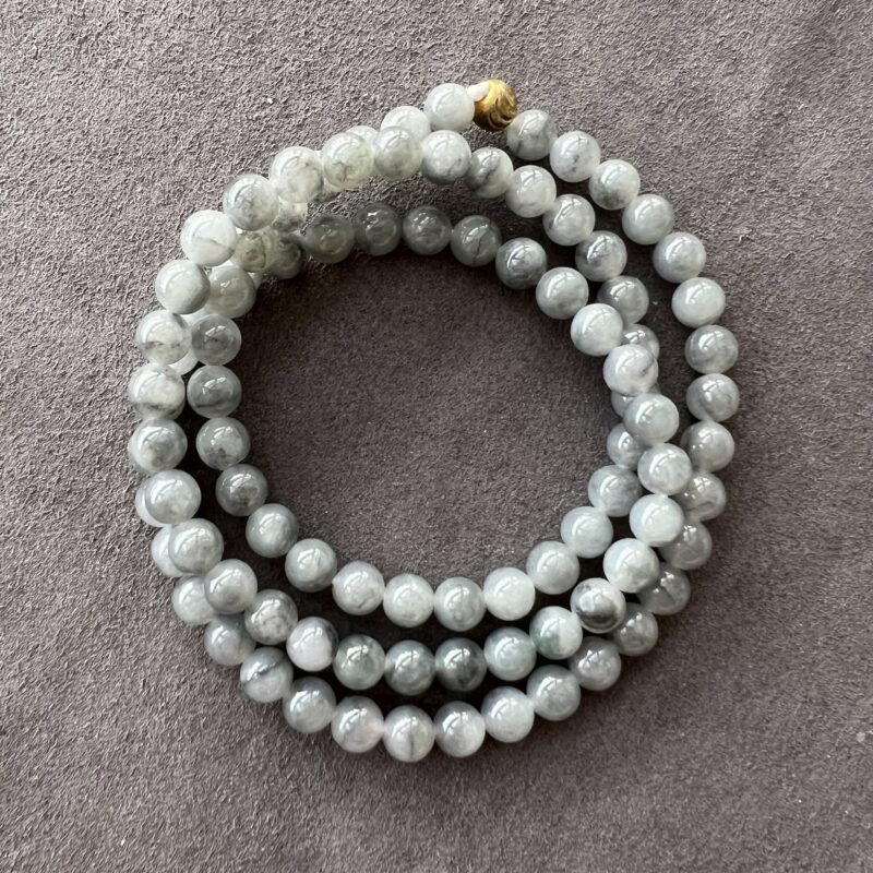 [6mm] Icy Wu Ji / Black Jade Necklace Beads, Wu Ji, NBW-9296 | Certified Grade A Jade