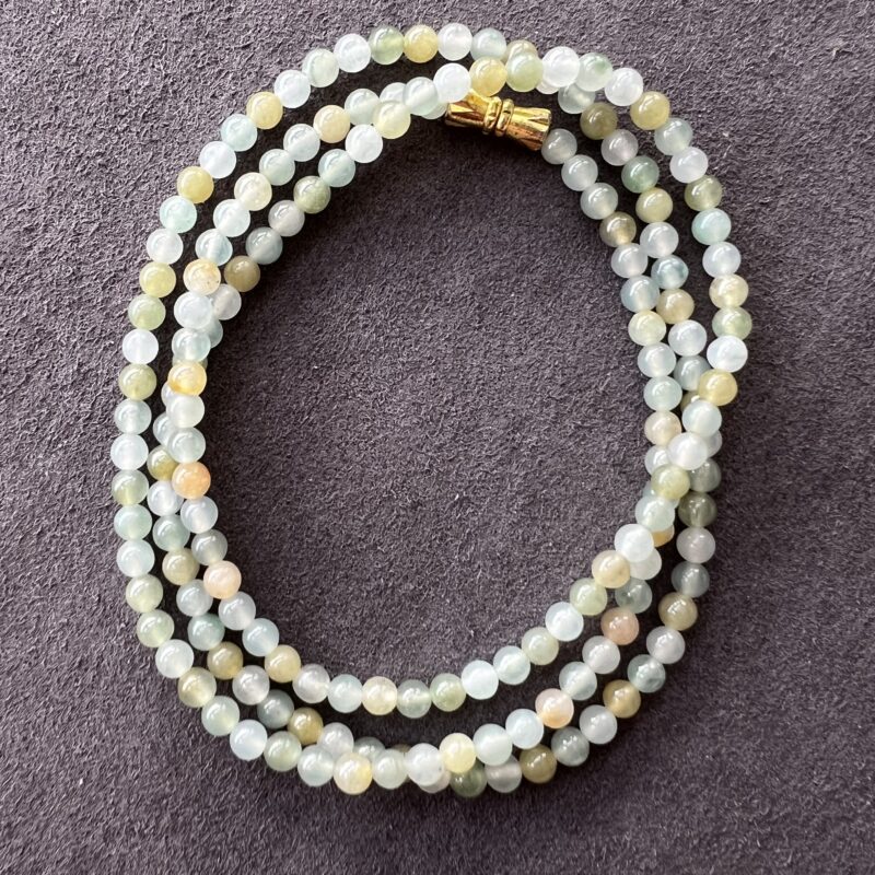 [3mm] Icy Multi-color Jade Necklace Beads, NBM-9301 | Certified Grade A Jade