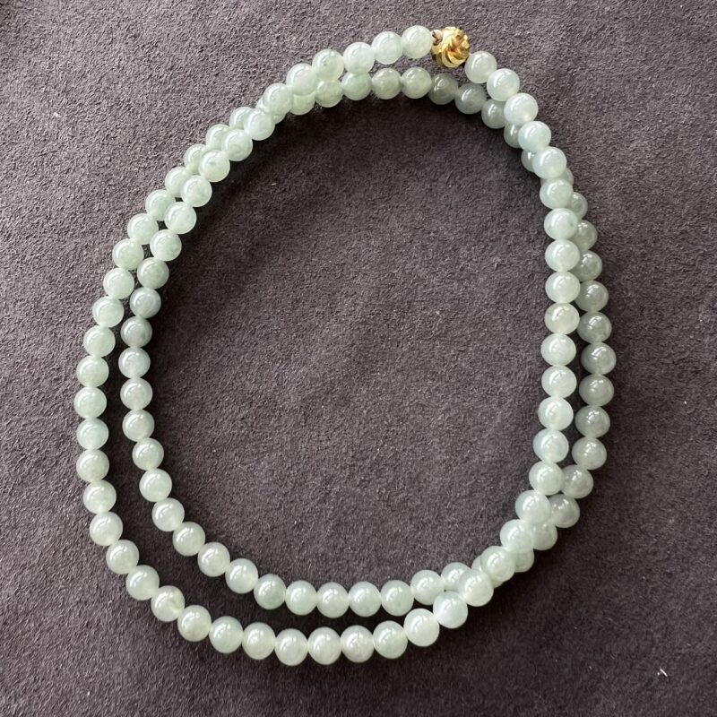 [6mm] Icy Blue Jade Necklace Beads, NBB-9313 | Certified Grade A Jade