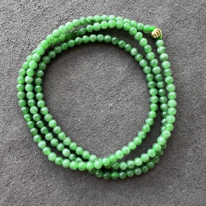 [4mm] Icy Green Jade Necklace Beads, NBG-9315 | Certified Grade A Jade