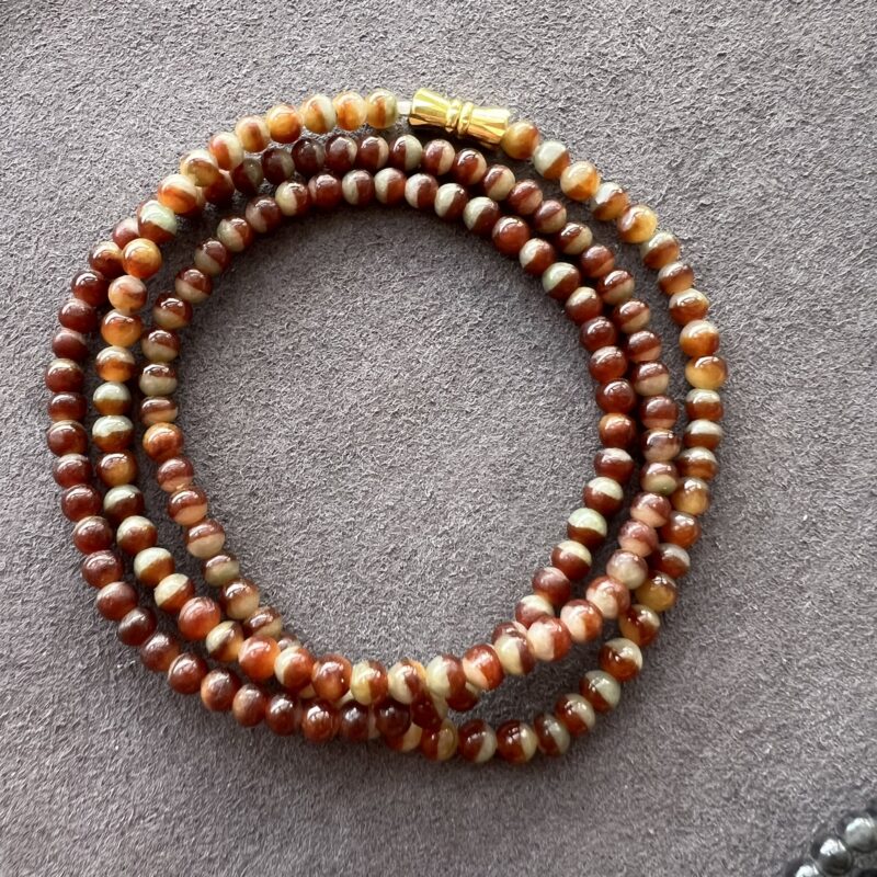 [3mm] Icy Orange Jade Necklace Beads, NBO-9316 | Certified Grade A Jade