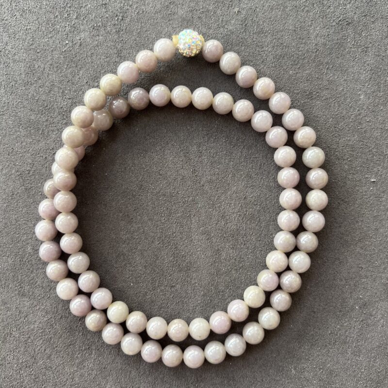 [8mm] Icy Lavender Jade Necklace Beads, NBL-9320 | Certified Grade A Jade