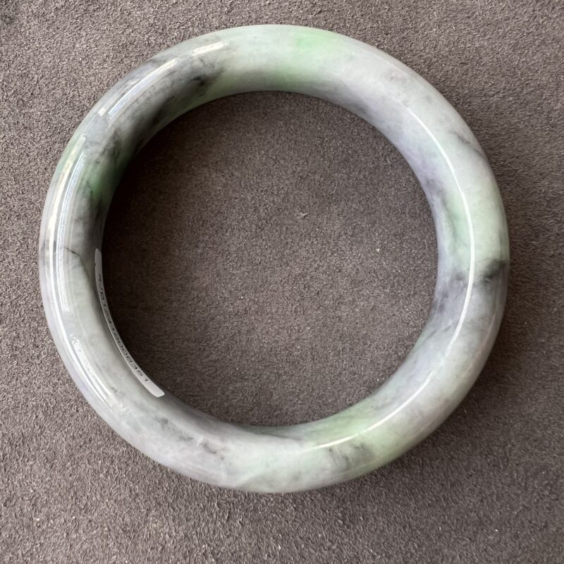 [61mm] Icy Multi-color Jade Classic Bangle Round (Zheng Quan), CZM-9333 | Certified Grade A Jade