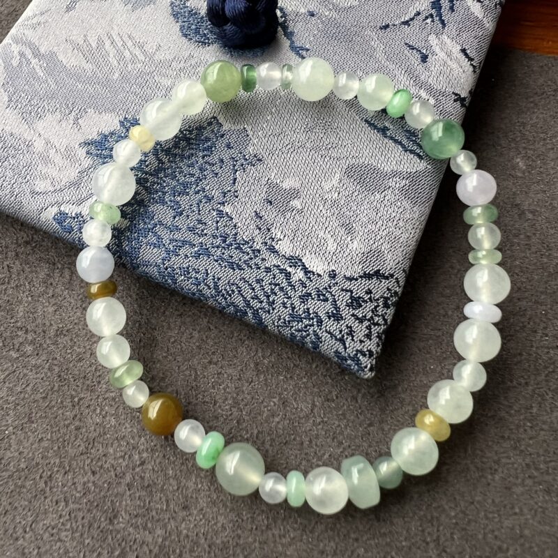 [5mm] Icy Multi-color Jade Bracelet Beads, BBM-0810 | Certified Grade A Jade