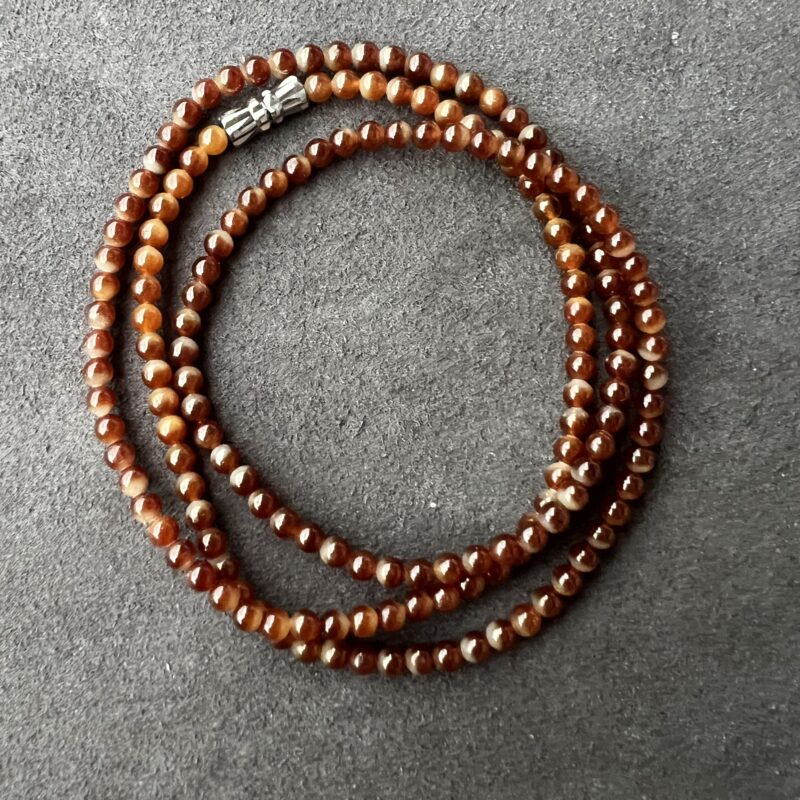 [3mm] Glassy Orange Jade Necklace Beads, NBO-9860 | Certified Grade A Jade