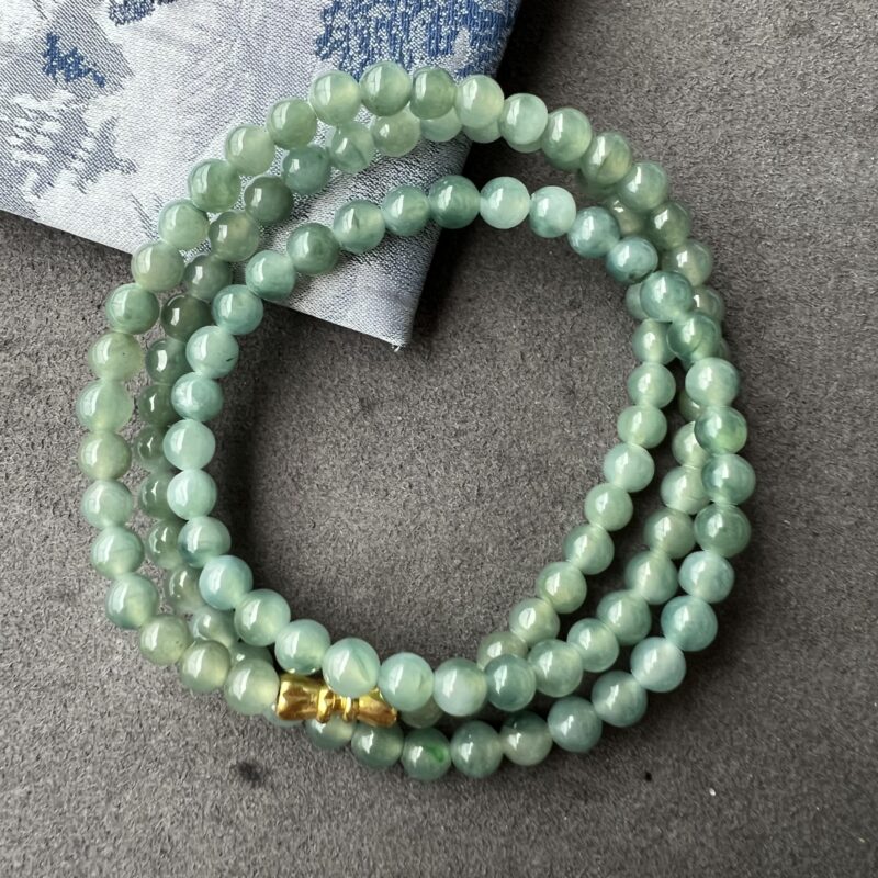 [5mm] Icy Blue Jade Necklace Beads, NBB-9891 | Certified Grade A Jade