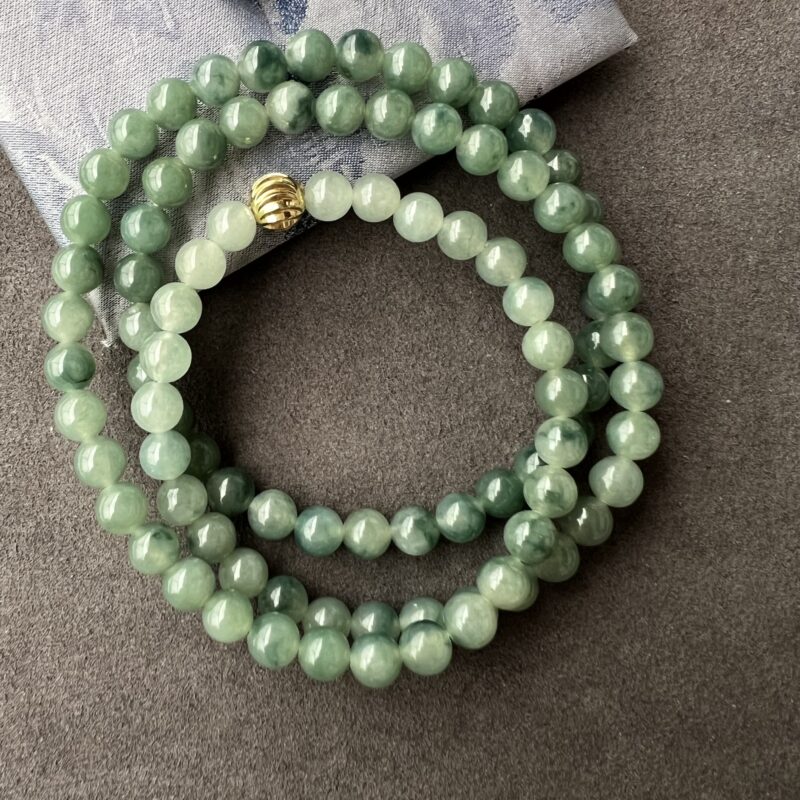 [6mm] Icy Blue Jade Necklace Beads, NBB-9893 | Certified Grade A Jade