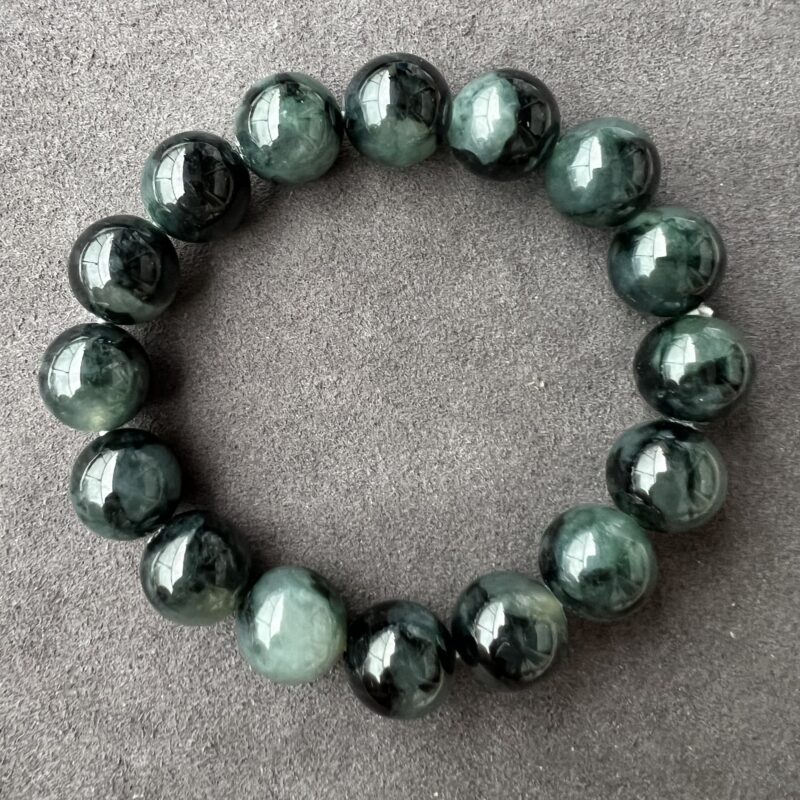 [13mm] Icy Wu Ji / Black Jade Bracelet Beads, BBW-9896 | Certified Grade A Jade