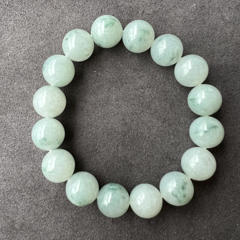 [13mm] Icy Green Jade Bracelet Beads, BBG-9897 | Certified Grade A Jade