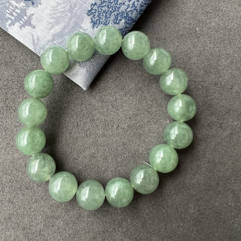 [12mm] Icy Green Jade Bracelet Beads, BBG-9898 | Certified Grade A Jade
