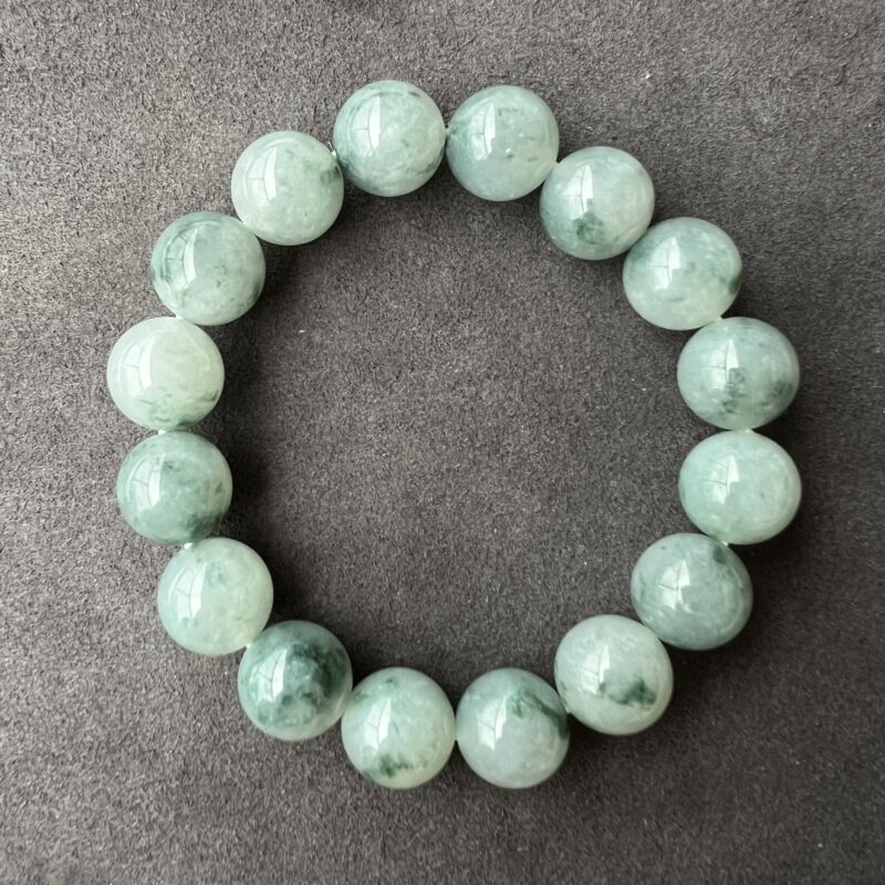 [13mm] Icy Green Jade Bracelet Beads, BBG-9899 | Certified Grade A Jade