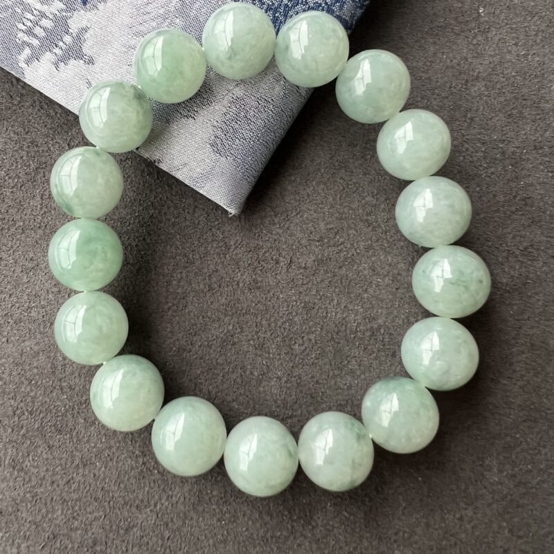 [12mm] Icy Green Jade Bracelet Beads, BBG-9900 | Certified Grade A Jade
