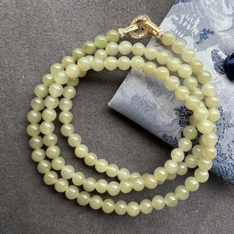 [5mm] Glassy Yellow Jade Necklace Beads, NBY-9912 | Certified Grade A Jade
